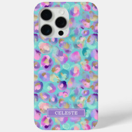 Aqua Iridescente Estampa de Leopardo Monogramada