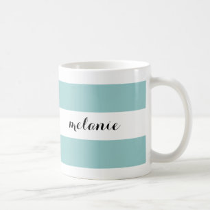 Aqua listrado caneca personalizada