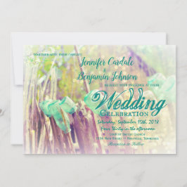 Aqua Mason Jars sobre Convites para Casamento de P