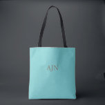 Aqua Monogrammed Tote Bag<br><div class="desc">Personalize esta bolsa de tote de na moda alterando as letras do monograma.</div>