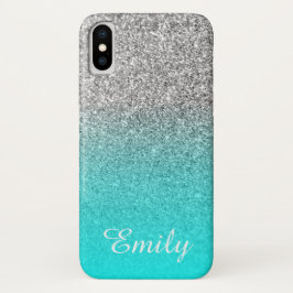 Aqua Ombre Personalizado com Brilho Prateado