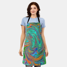 Aqua, Orange e Green Groovy Abstrato Retro Art