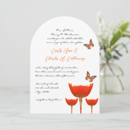 Aqua Orange Poppies Butterflies Convite De Casamen