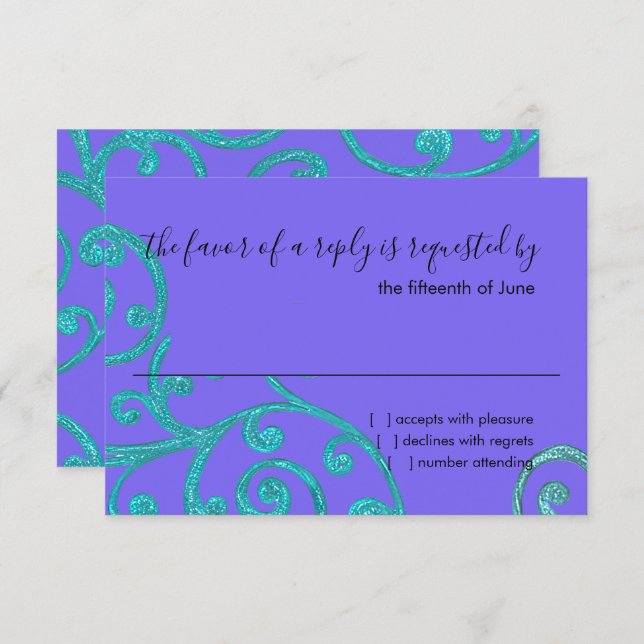 Aqua Padrão de Rolagem de Placa RSVP (Frente/Verso)