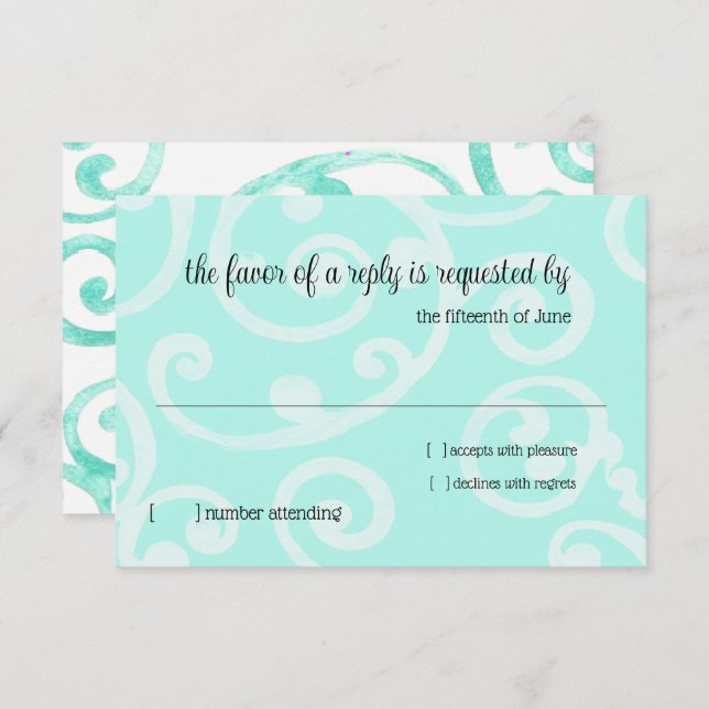 Aqua Padrão de Rolagem de Placa RSVP (Frente/Verso)