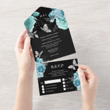 Aqua preto-prateado borboleta rosa floral
