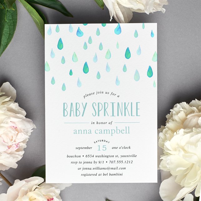 Aqua Raindrops | Convite para pulverização de bebê (Criador carregado)