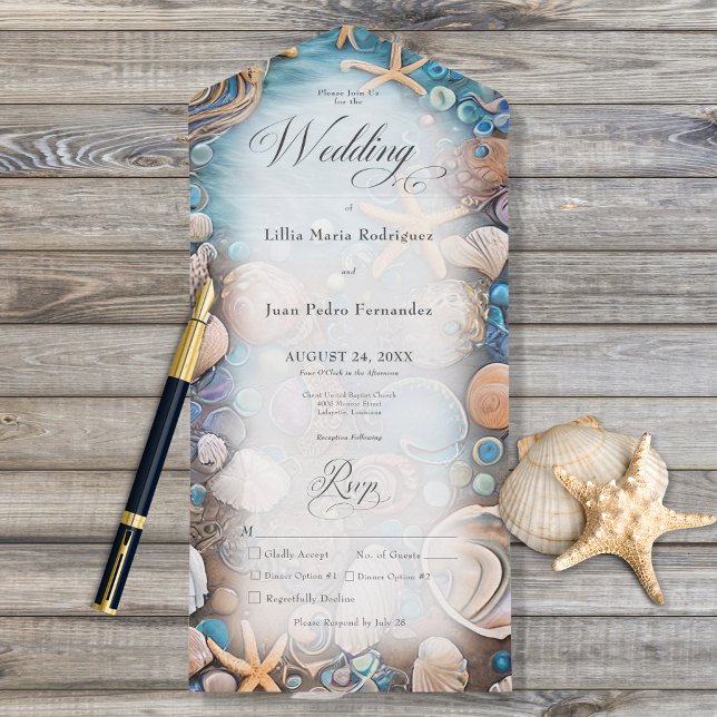 Aqua Seashell Rustic Beach Janto (Criador carregado)