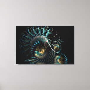 Aqua Shell Swirl Fractal Art Canvas