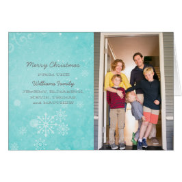 Aqua Snowflake Roda o Cartão com fotos de Feriado