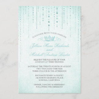 Aqua Sparkles & Crown Fairytale Convite para Casam