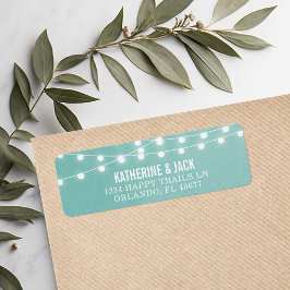 Aqua String Luzes Endereço de Casamento Etiquetas