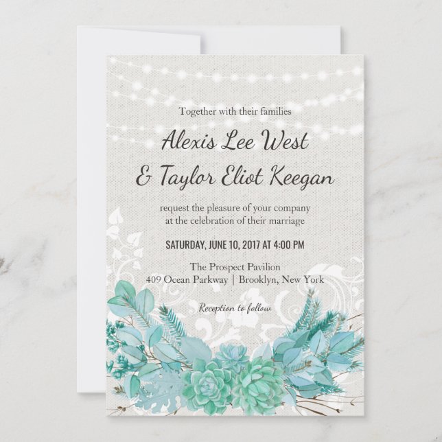 Aqua Teal Blue Watercolor Convite de casamento (Frente)