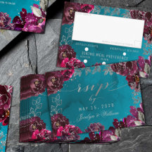Aqua Teal Merlot Jewel Tone 3 RSVP de Escolha de R