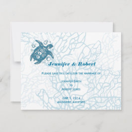 Aqua Turtle Love Casamento Salve o Cartão de Data
