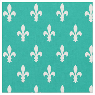 Aqua Victorian Fleur de Lys Tecido