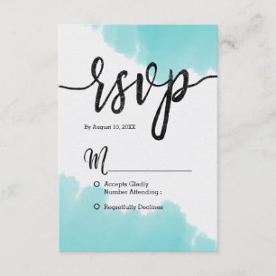 Aqua Watercolor Brush Cava Simples Casamento RSVP
