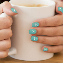 Aqua Whale's Tail Ocean Themed Minx Nail Art