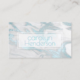Aquamarine e Cartão de visita branco marmoreado