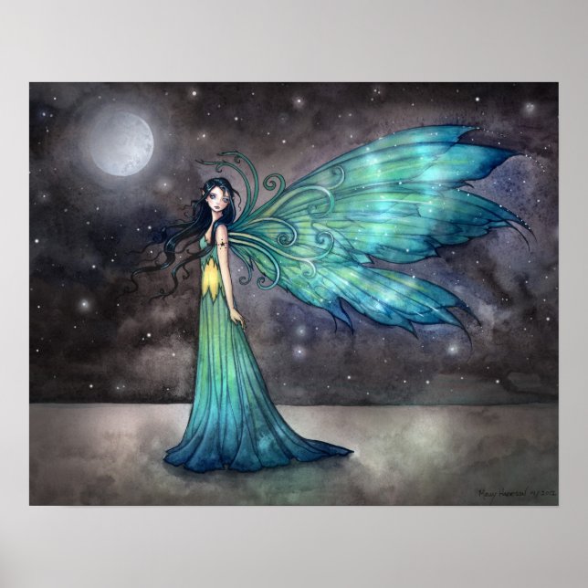 Aquamarine Eve Celestial Impressão de Arte Gótica  (Frente)