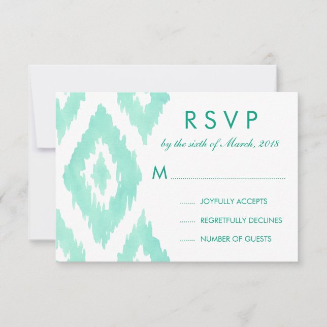 Aquamarine Green Ikat RSVP (Frente)