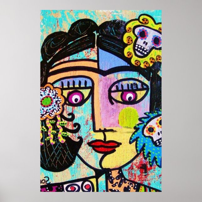 Aquamarine Sugar Skull Poster (Frente)