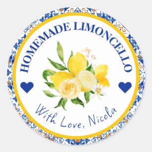 Aquarela Amarelo & Azul Etiqueta de Limoncello cas