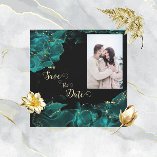 Aquarela Anastasia Preto e Verde Salvar a Data