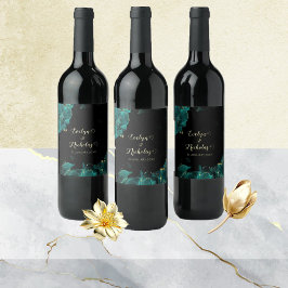 Aquarela Anastasia Rótulos de Vinho Preto e Verde