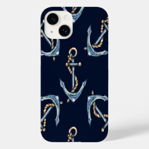 Aquarela Âncoras Azul Marinho