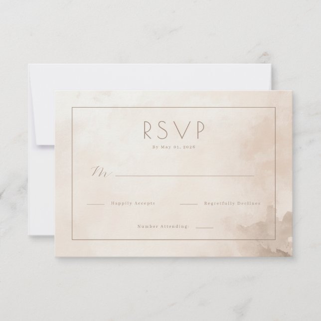 Aquarela Bege Sofisticado RSVP (Frente)