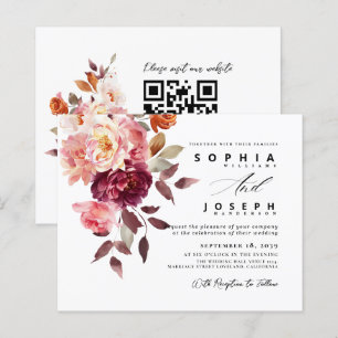 Aquarela Buquê Floral Borgonha Casamento