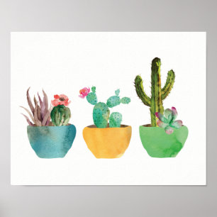 Aquarela Cactus e Impressão Suculto