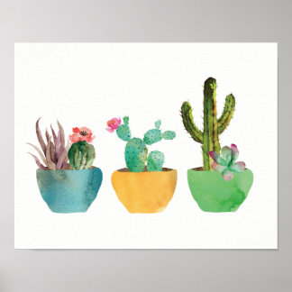 Aquarela Cactus e Impressão Suculto
