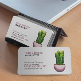 Aquarela Cactus House Sitter Cartão de visita