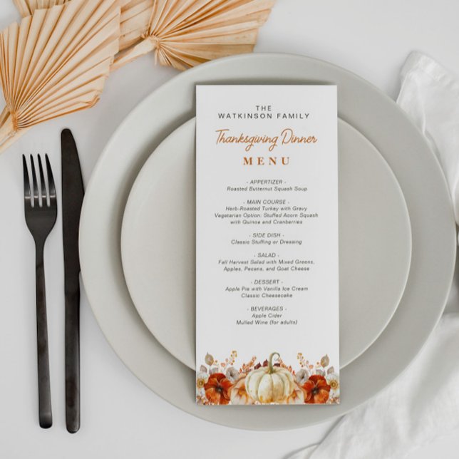 aquarela cai no menu floral de ação de graças (Criador carregado)