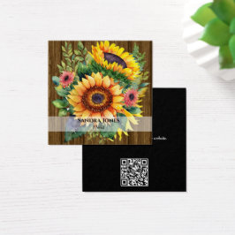 Aquarela Cartão de visita de girassóis - frente de