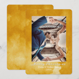 Aquarela Ceilão Amarelo. Cartão de Natal Elegante