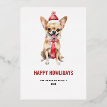 Aquarela Chihuahua Feliz Natal Howlidays
