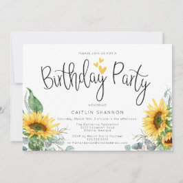 Aquarela Convite de aniversário girassol