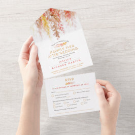 Aquarela coral marrom outono casamento depois da f