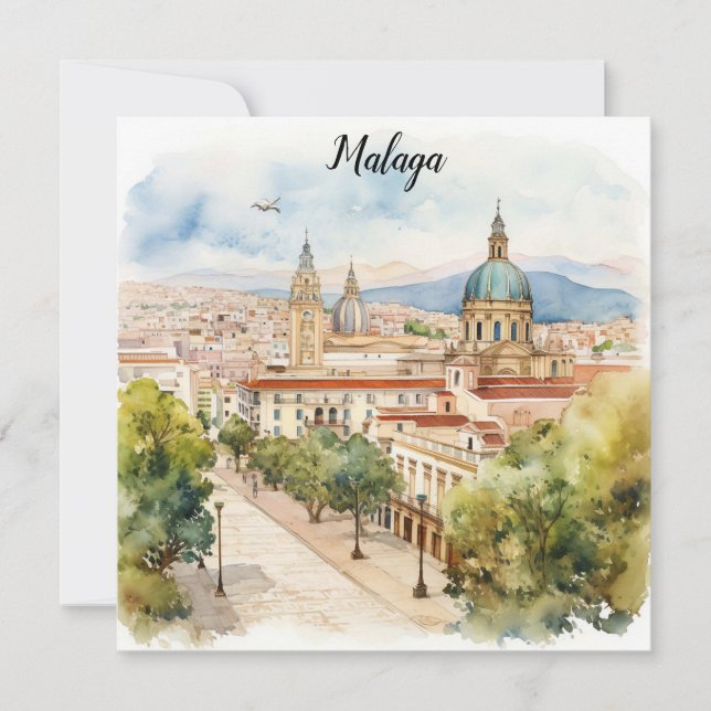 Aquarela da arquitetura de Espanha de Málaga (Frente)