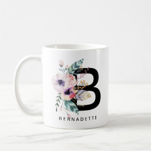 Aquarela de Boho do monograma da caneca do