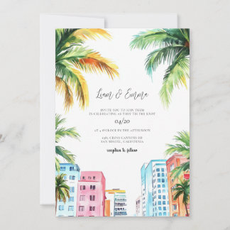 Aquarela de Convite de Casamento MIAMI