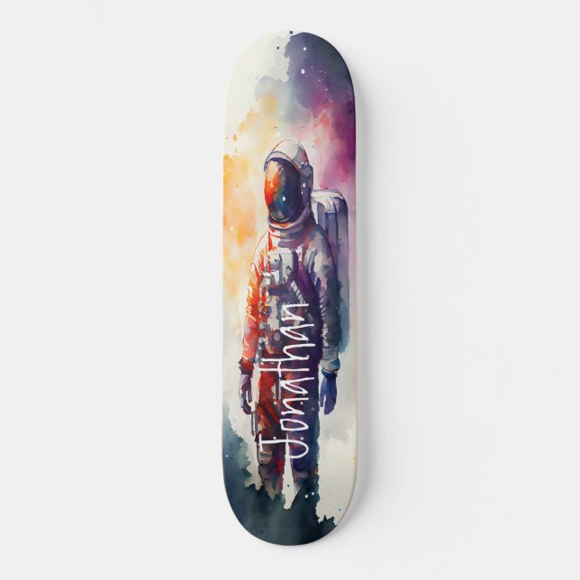 Aquarela de Skate Astronauta de Marte (Frente)