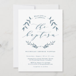 Aquarela deixa convite para batismo azul