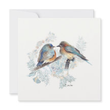 Aquarela do Casal Bluebird com Floral