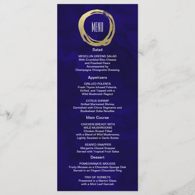 Aquarela e Menu Personalizado Moderno Dourado (Frente)