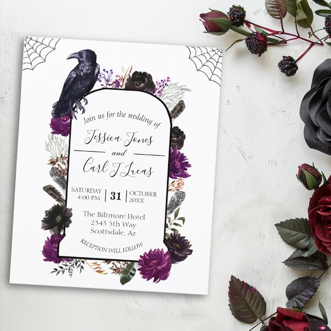 Aquarela Elegante Floral Boho Halloween Roxo (Criador carregado)