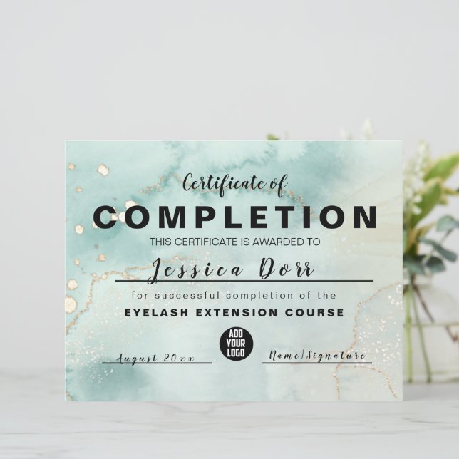 Aquarela Elegante Moderna Verde e Dourada (Em pé/Frente)